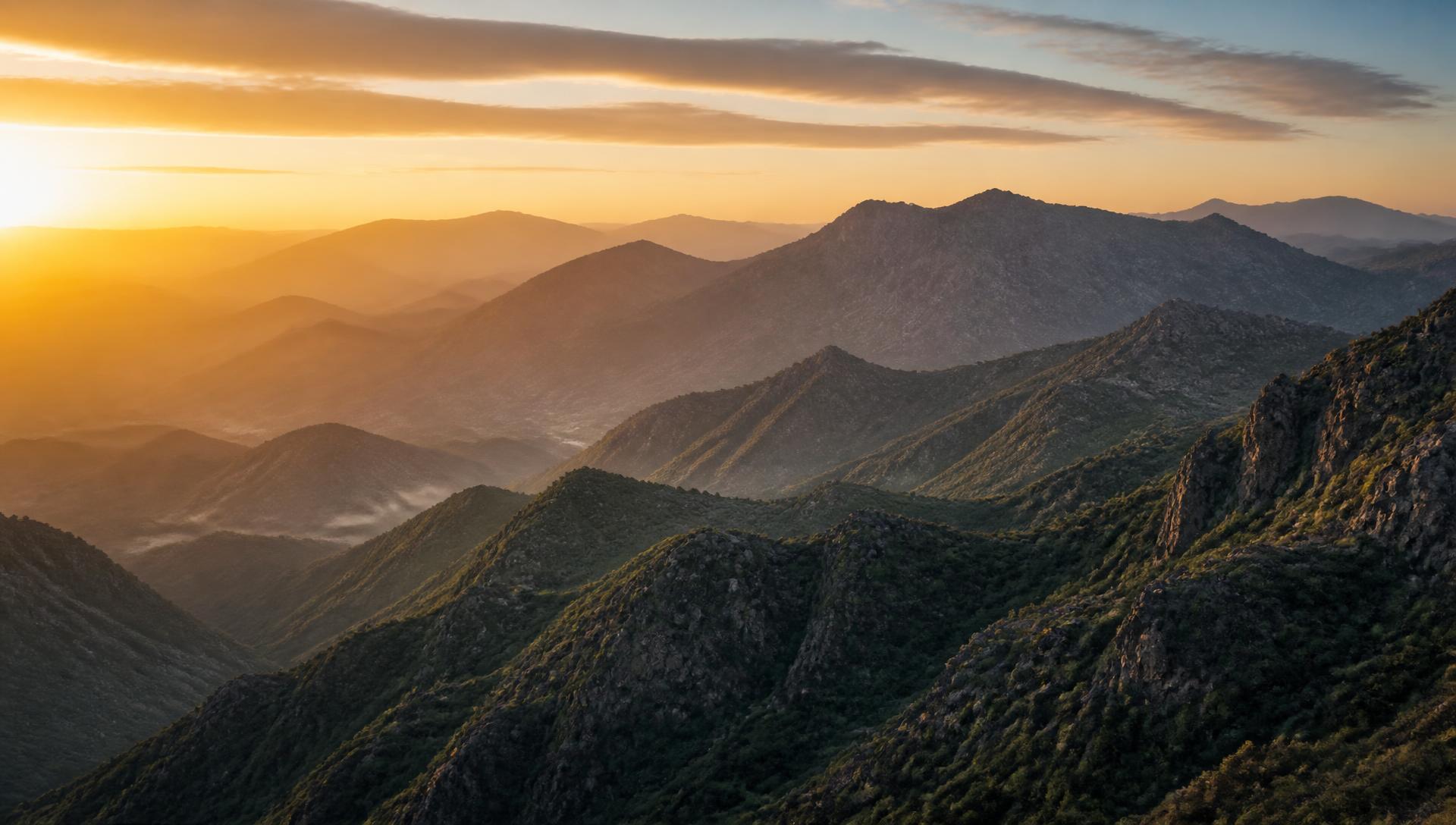 Arizona mountain range at golden sunrise